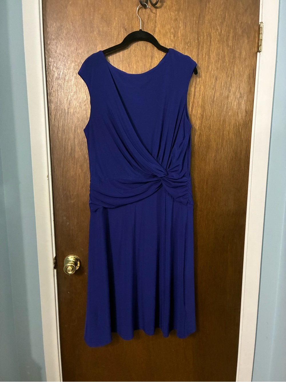 Ralph Lauren Sleeveless Knot-Front Midi Dress in Royal Blue
